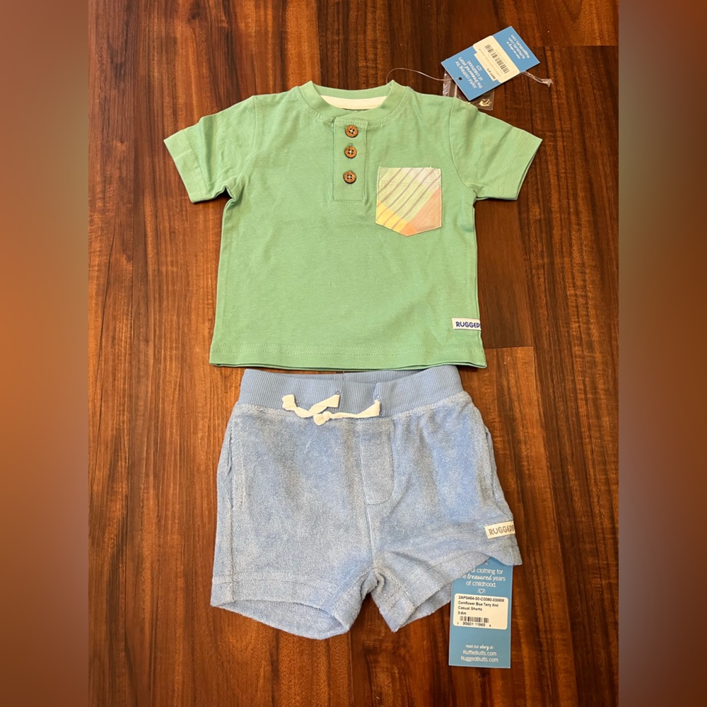 Ruggedbutts Terry Cloth Shorts and Tee Outfit 3-6M